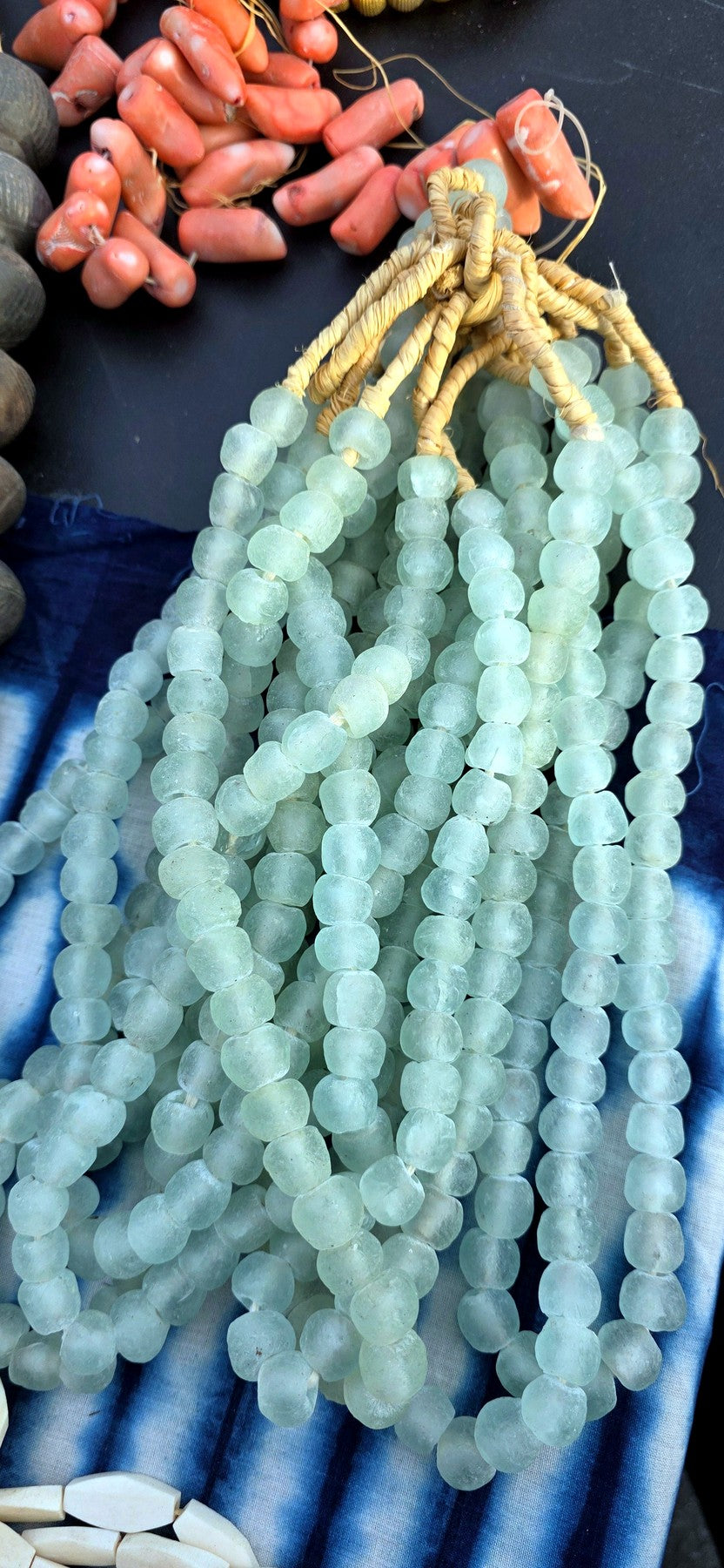 Ocean Green Krobo Beads, Small