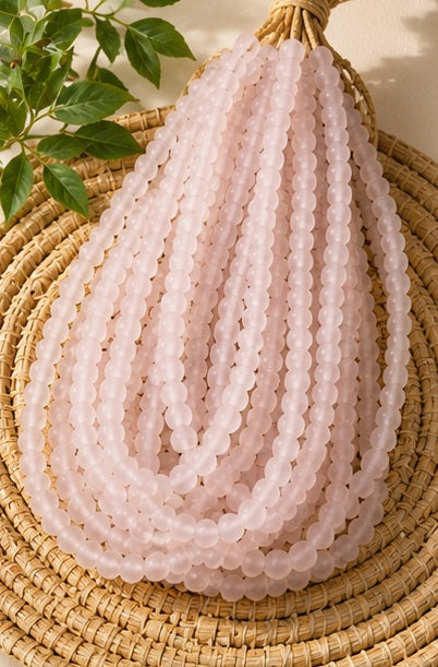 Pink & White Krobo Beads, Small