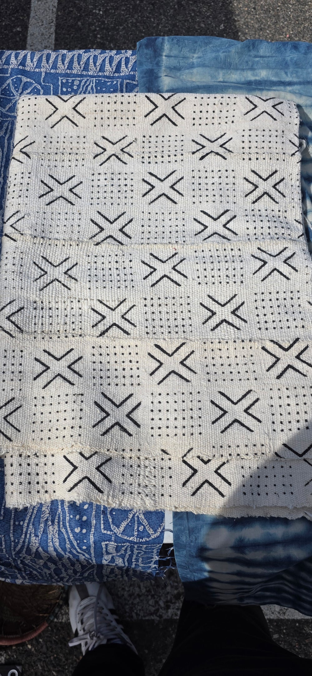 Hand dyed Mud cloth, White/Black
